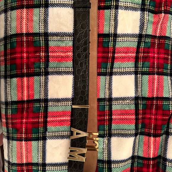 1990s Moschino Redwall Belt I Am Rich in Gold Letters on Gray Embossed Leather - Picture 2 of 6